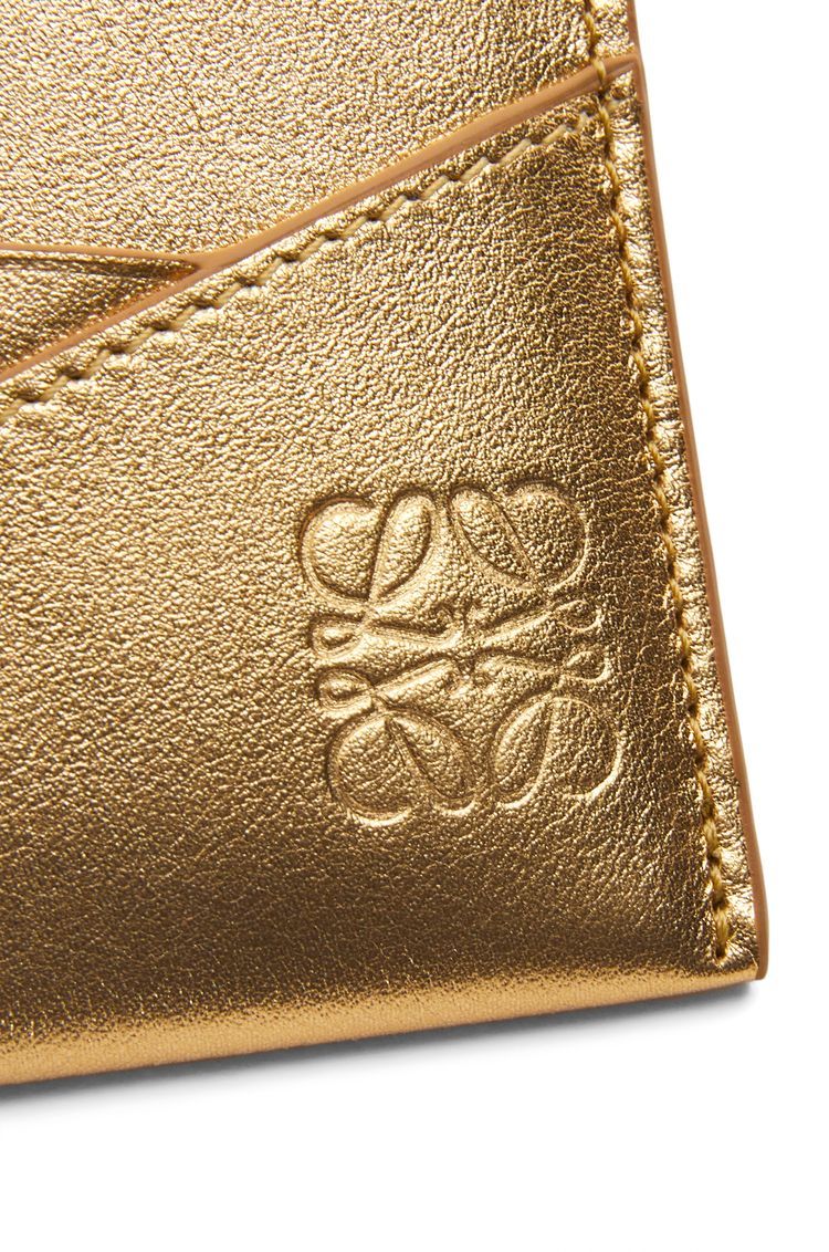 Puzzle plain cardholder in metallic calfskin