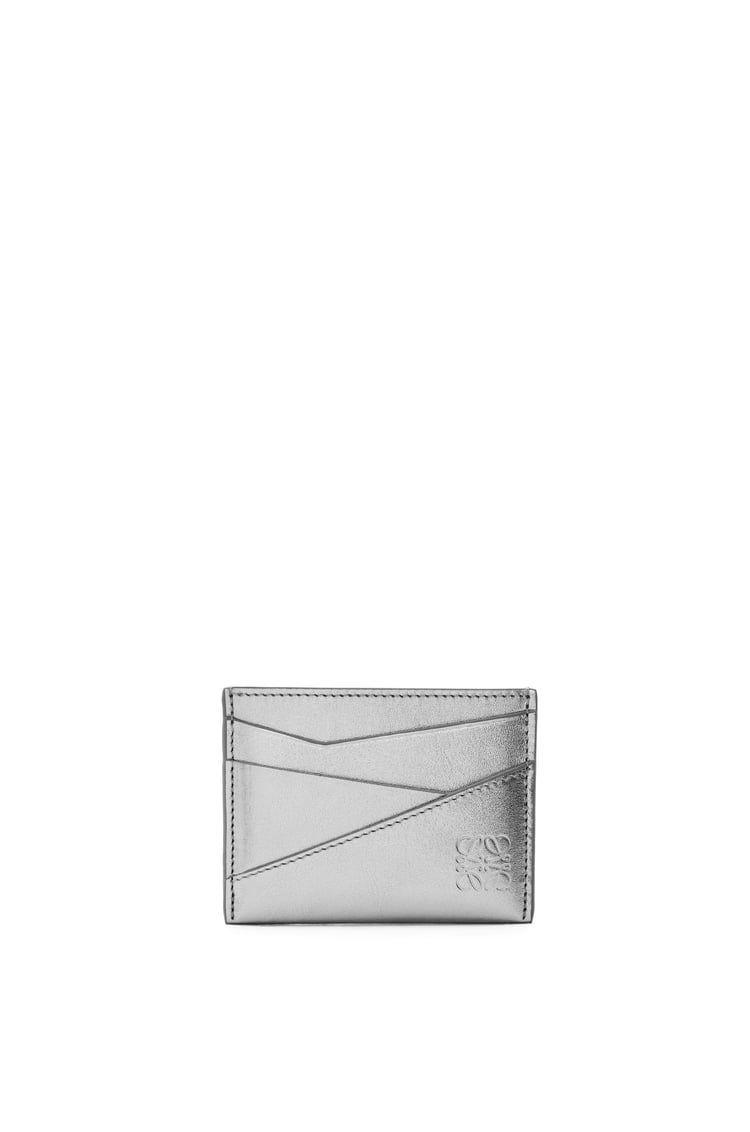 Puzzle plain cardholder in metallic calfskin