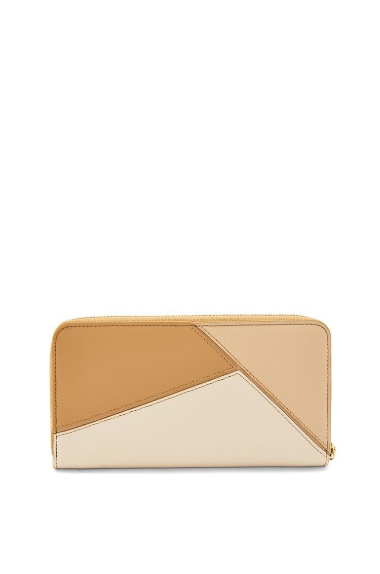 Puzzle zip around wallet in classic calfskin