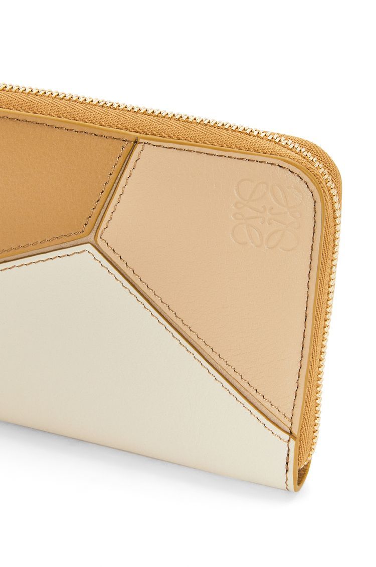 Puzzle zip around wallet in classic calfskin