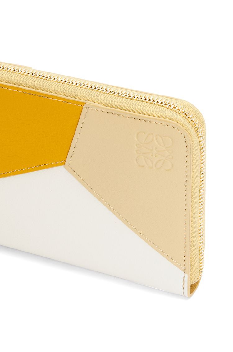 Puzzle zip around wallet in classic calfskin