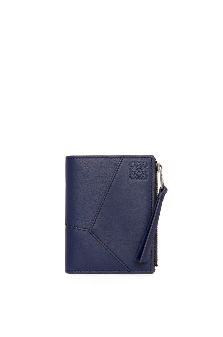 Puzzle slim compact wallet in classic calfskin