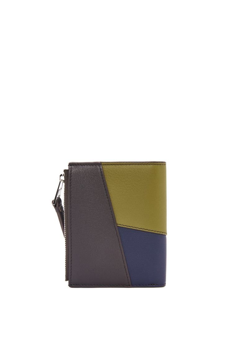 Puzzle slim compact wallet in classic calfskin