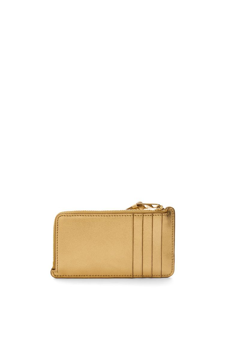 Puzzle coin cardholder in metallic calfskin