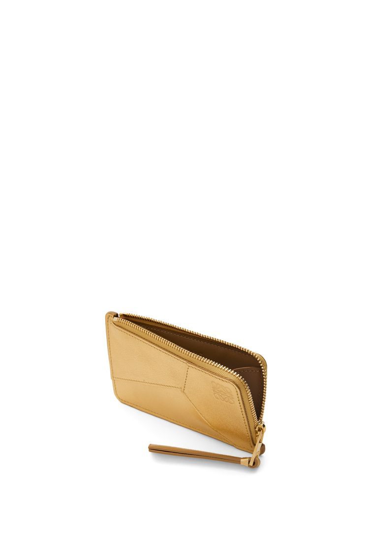 Puzzle coin cardholder in metallic calfskin