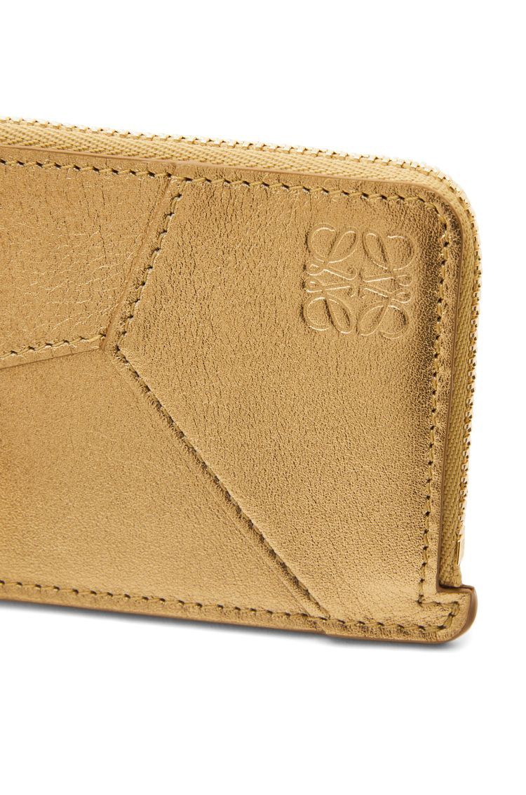 Puzzle coin cardholder in metallic calfskin
