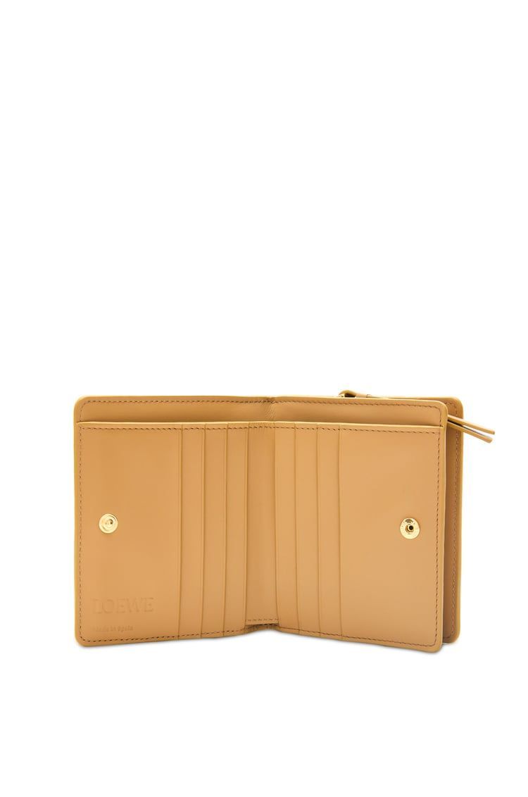 Puzzle compact zip wallet in classic calfskin