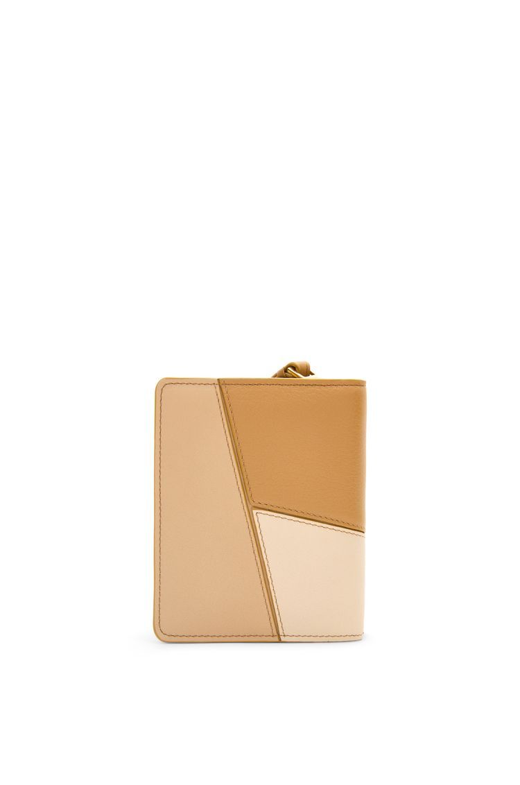 Puzzle compact zip wallet in classic calfskin