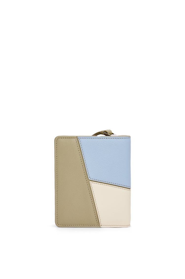 Puzzle compact zip wallet in classic calfskin