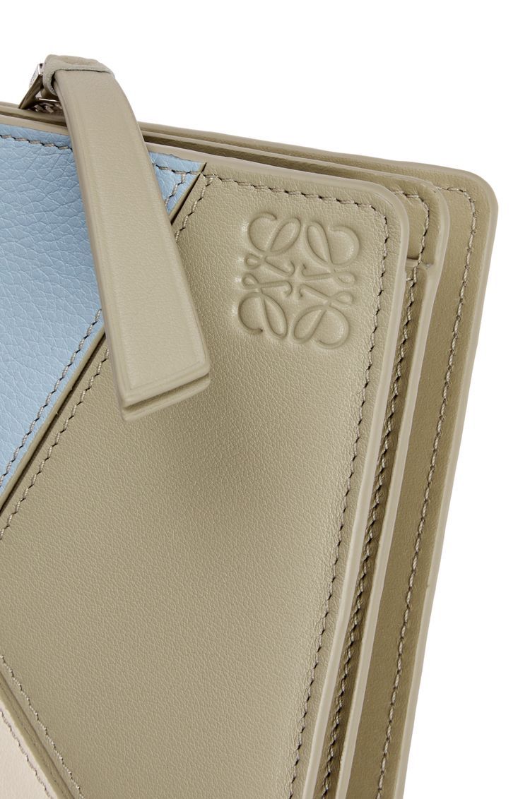 Puzzle compact zip wallet in classic calfskin