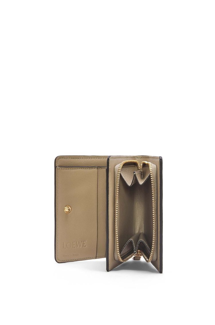 Puzzle compact zip wallet in classic calfskin