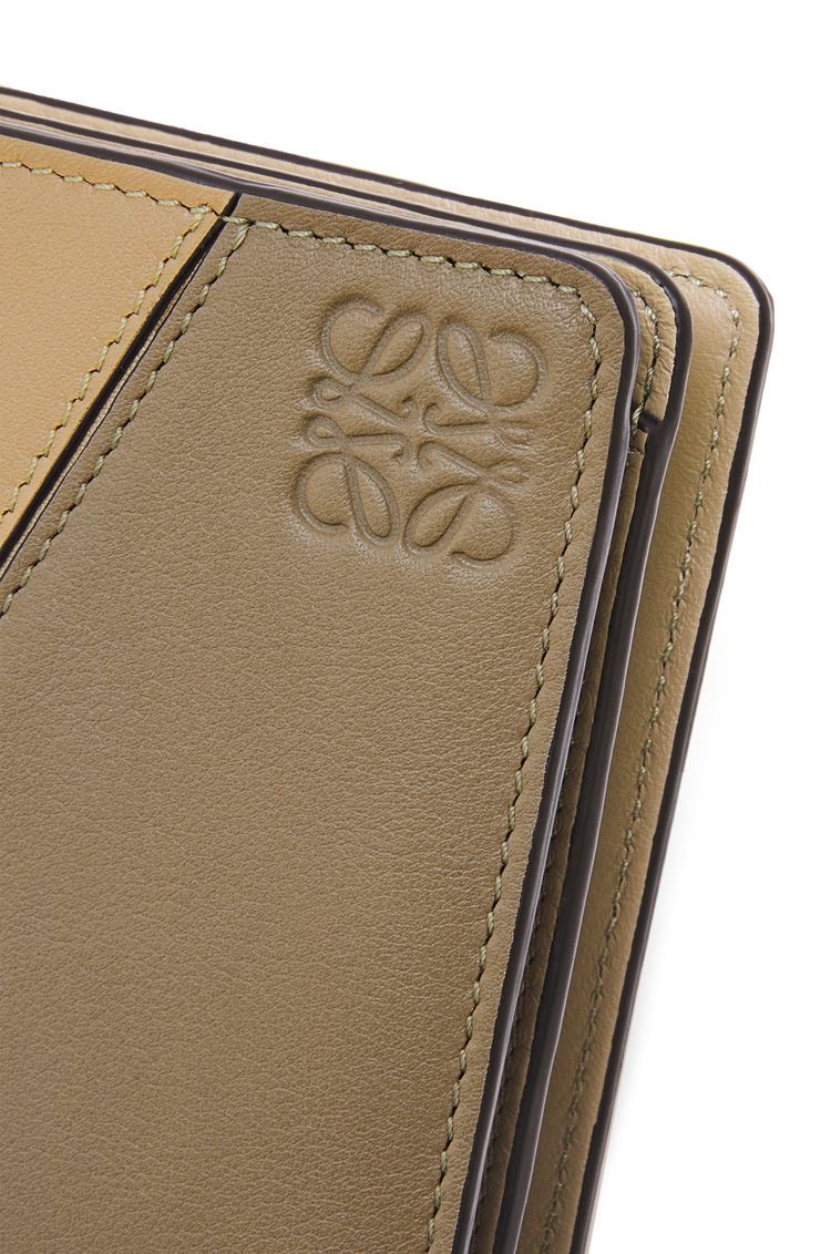 Puzzle compact zip wallet in classic calfskin