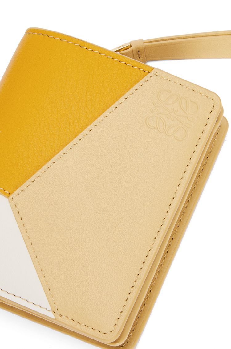 Puzzle compact zip wallet in classic calfskin