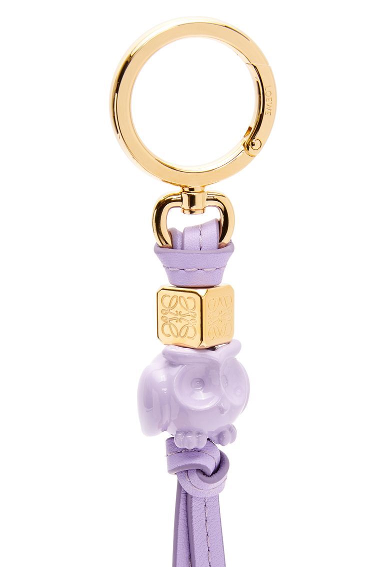 Owl charm in calfskin and brass