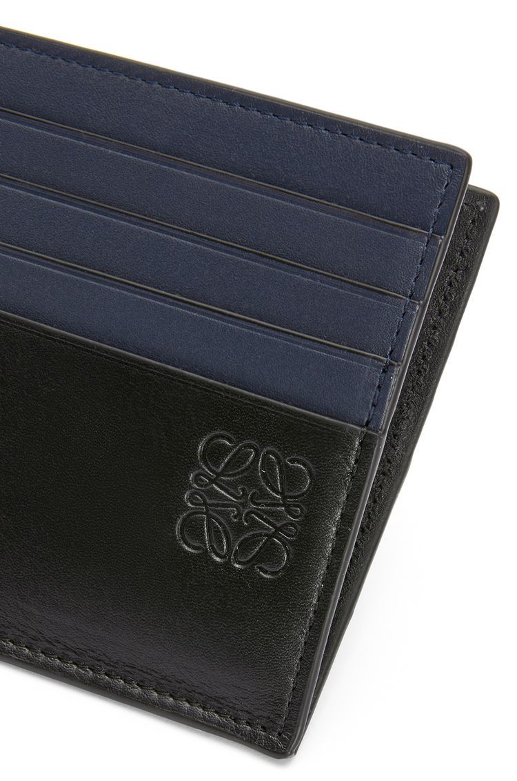 Open plain cardholder in shiny calfskin