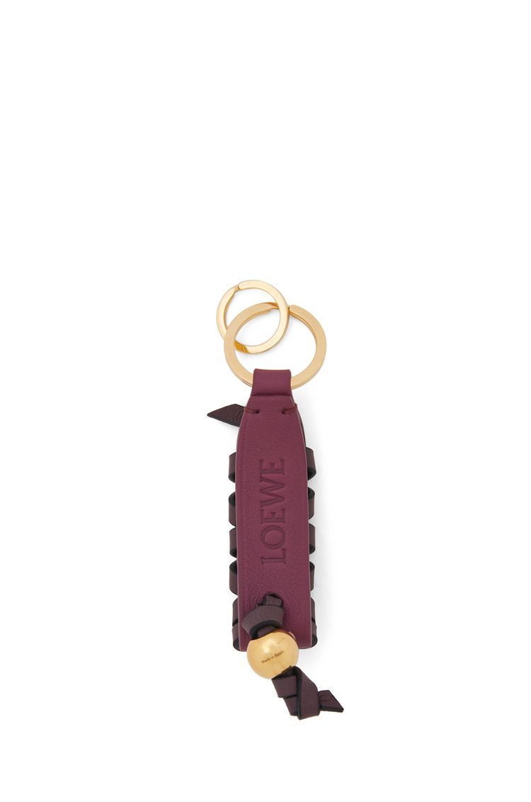 Cross braided keyring in classic calfskin