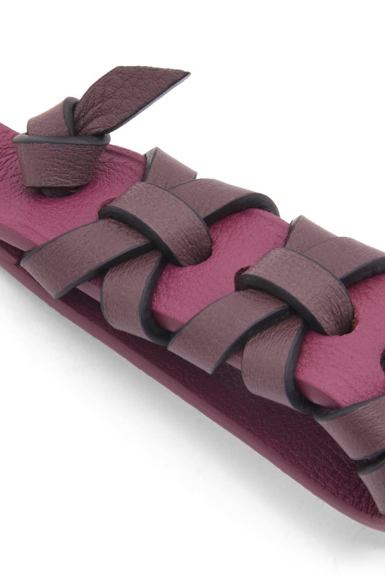 Cross braided keyring in classic calfskin