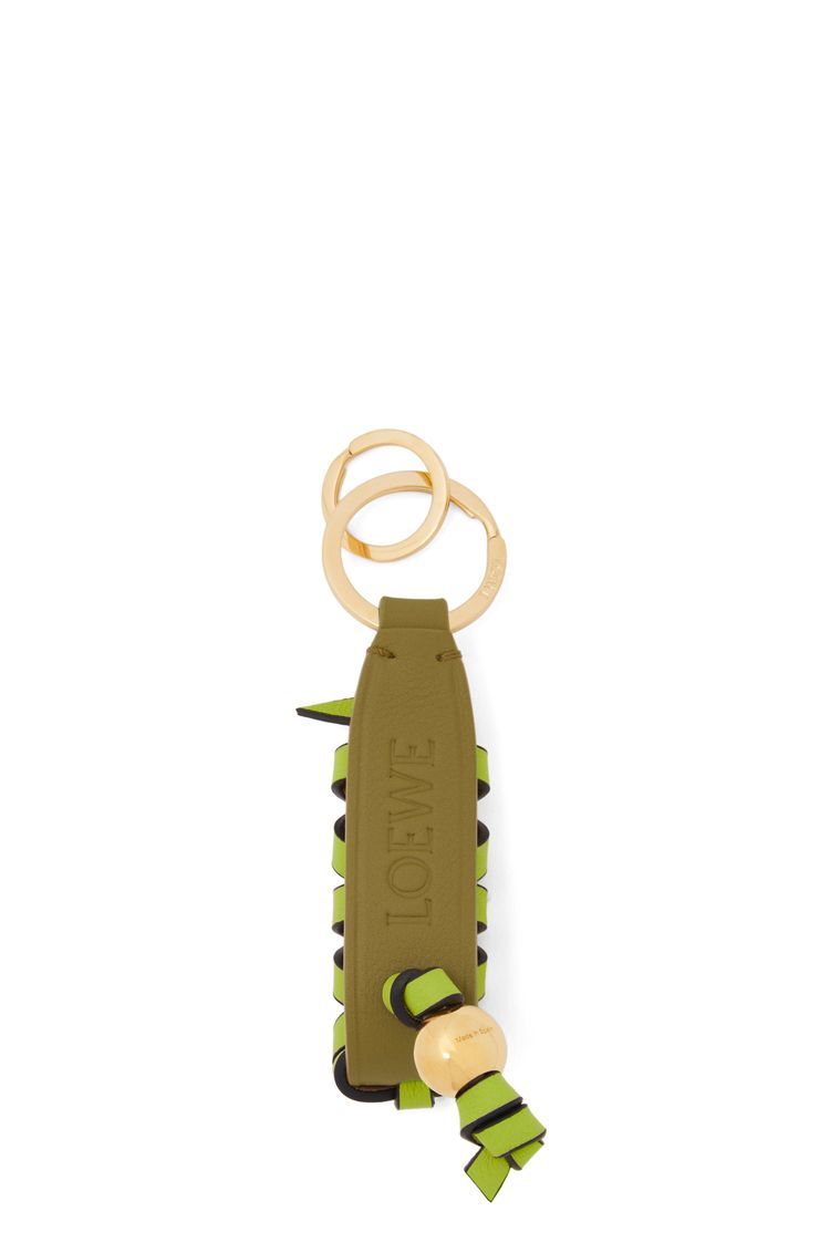 Cross braided keyring in classic calfskin