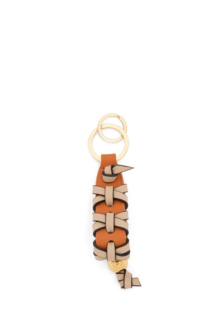 Cross braided keyring in classic calfskin