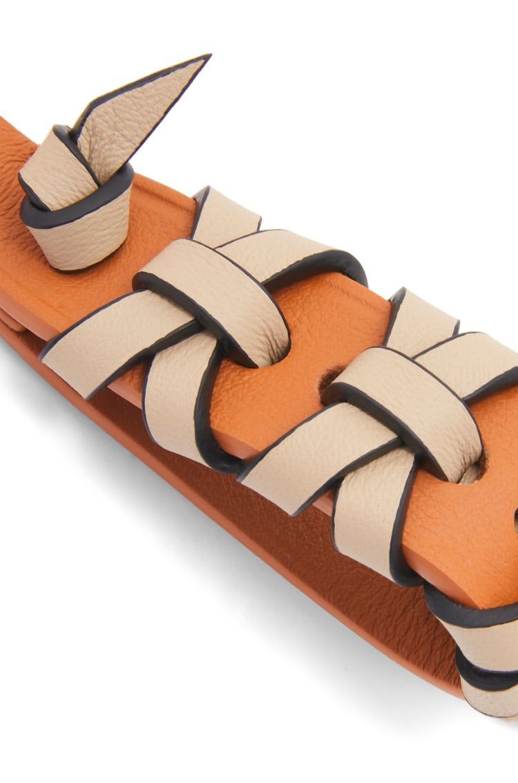 Cross braided keyring in classic calfskin