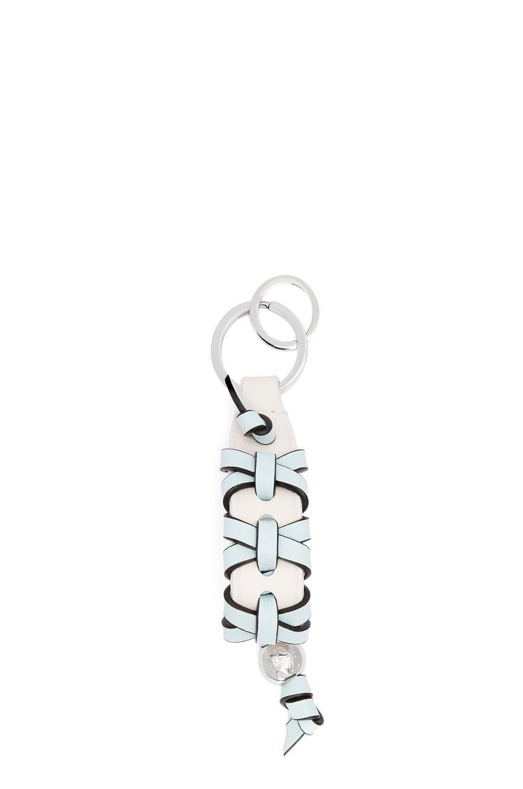 Cross braided keyring in classic calfskin