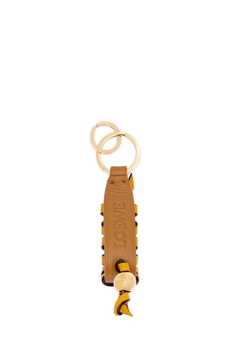 Cross braided keyring in classic calfskin