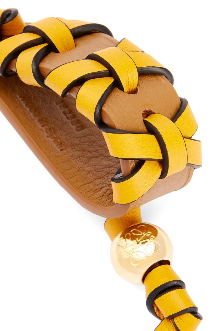 Cross braided keyring in classic calfskin