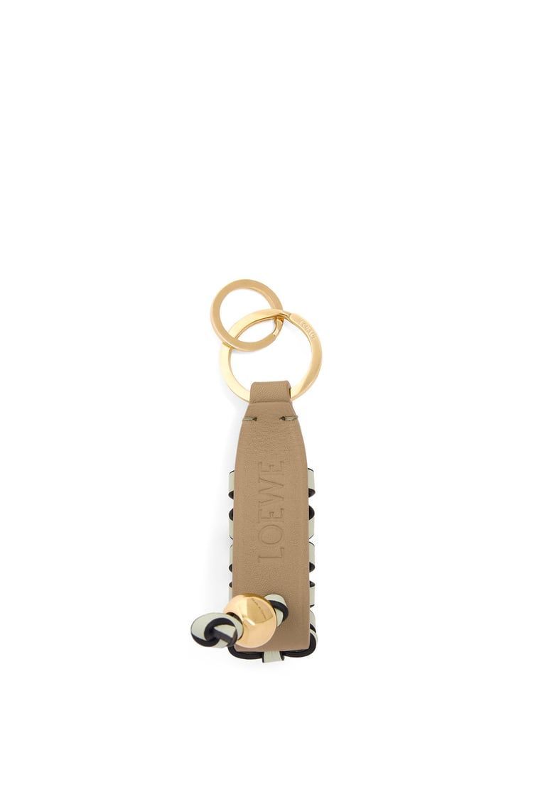 Cross braided keyring in classic calfskin