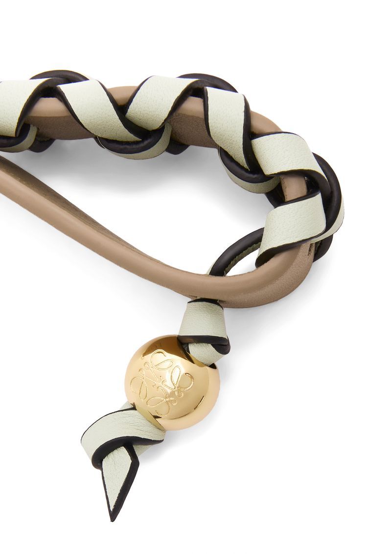 Cross braided keyring in classic calfskin