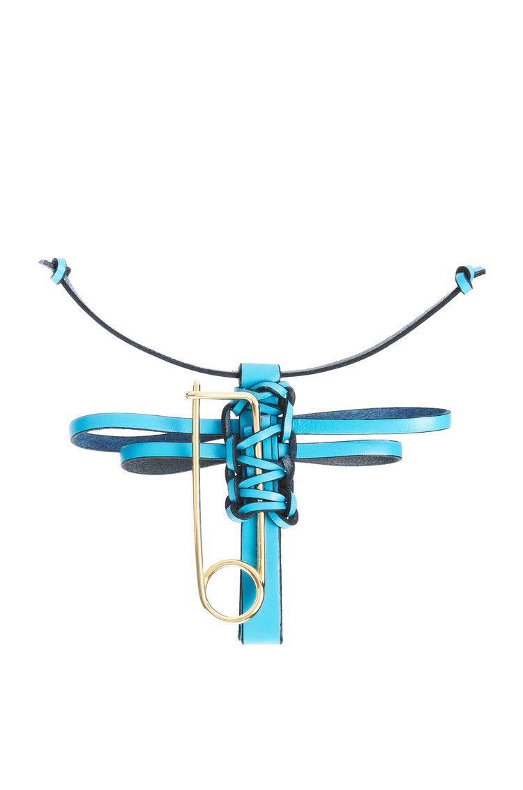 Butterfly pin charm in calfskin and metal