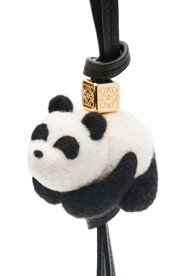 Panda charm in felt and calfskin