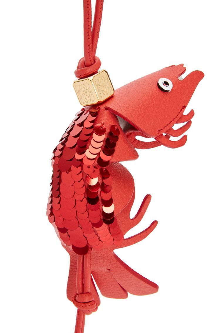 Shrimp charm in classic calfskin