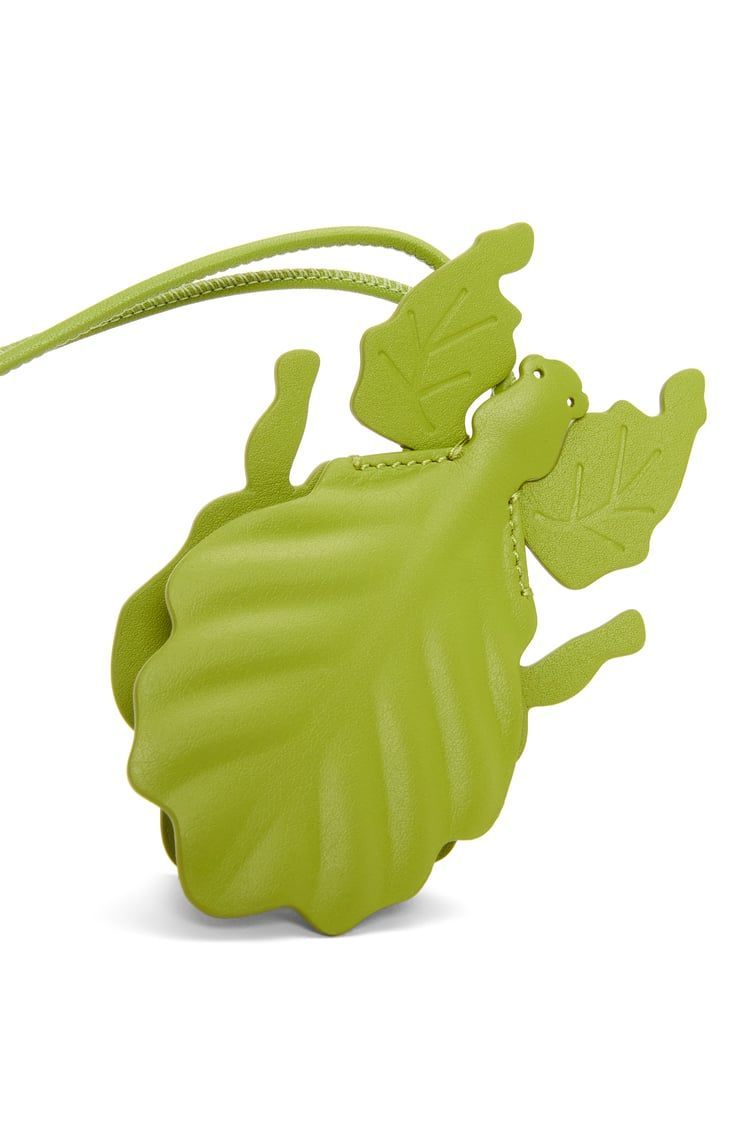 Leaf insect keyfob charm in classic calfskin