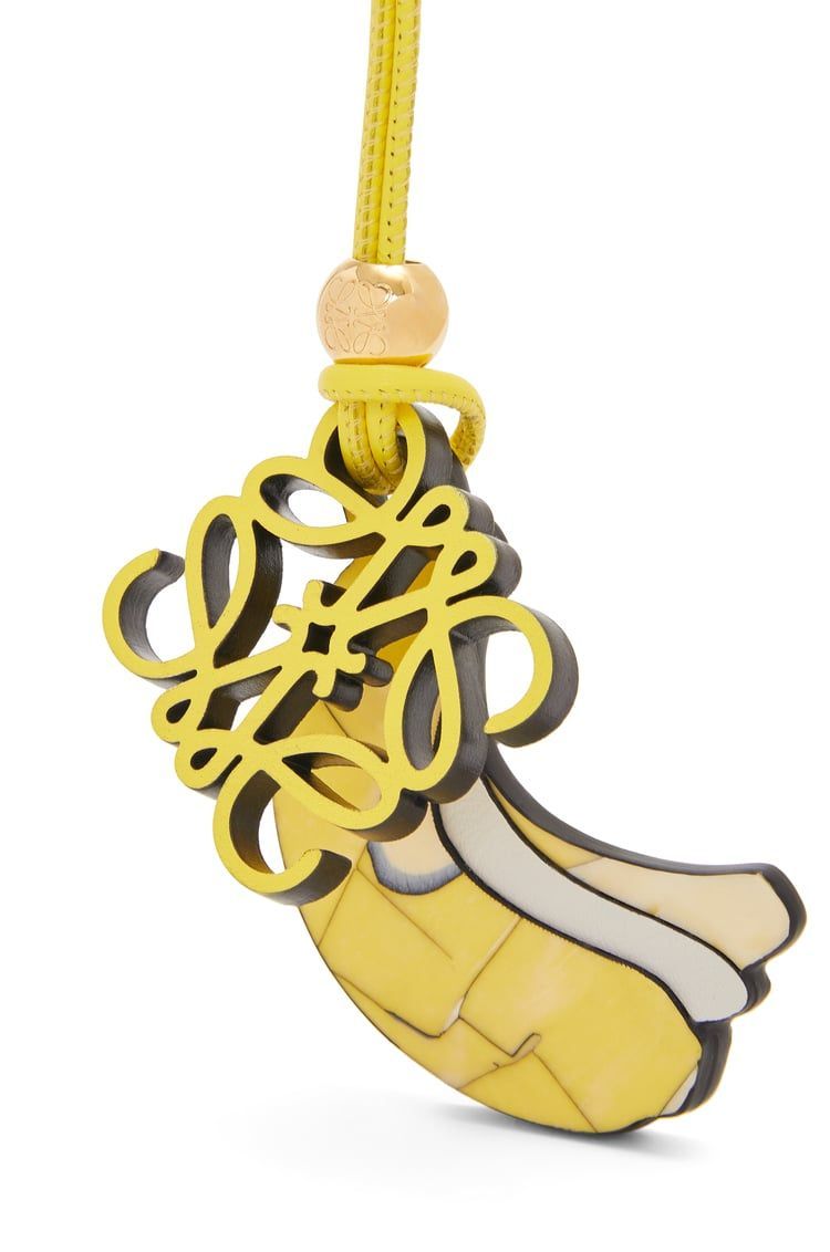 Banana Anagram charm in classic calfskin and acetate