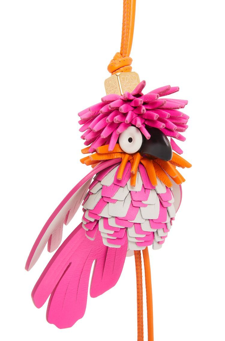Exotic bird charm in classic calfskin