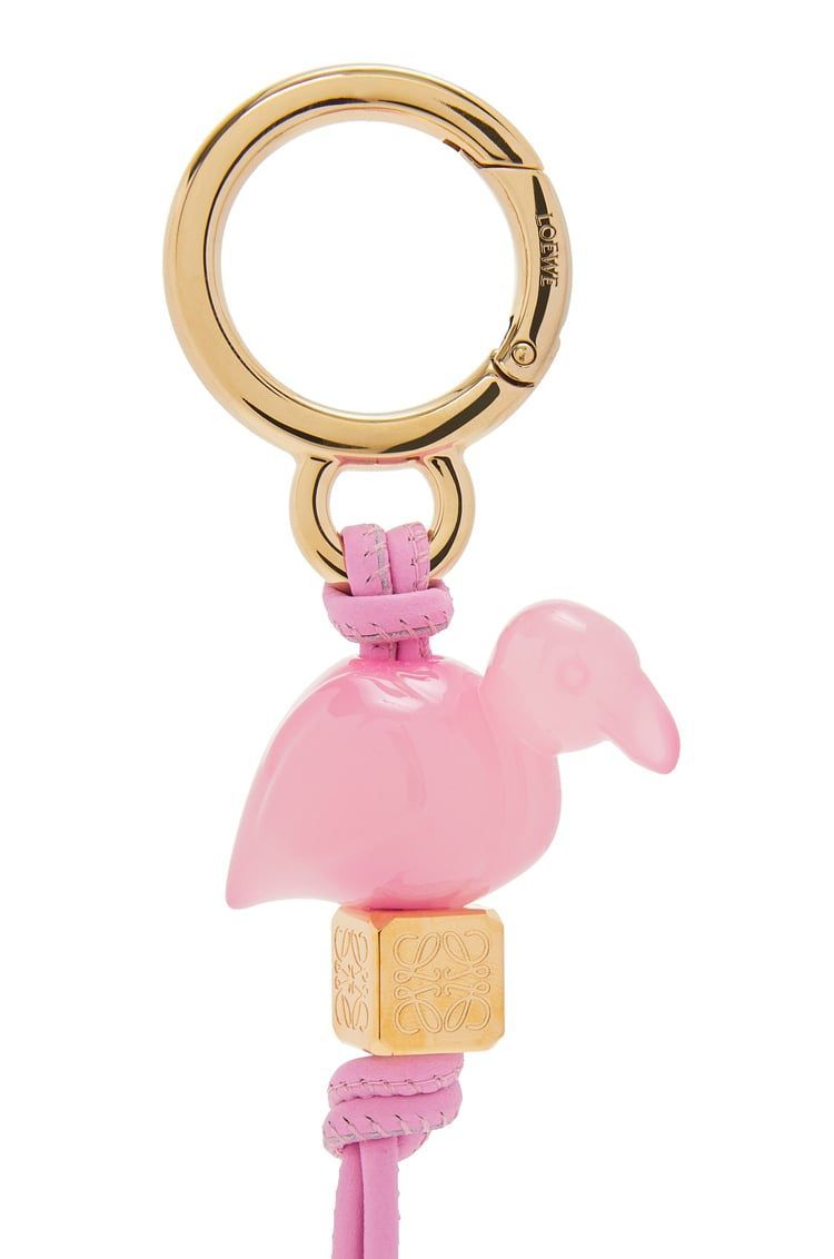 Flamingo charm in acetate and classic calfskin