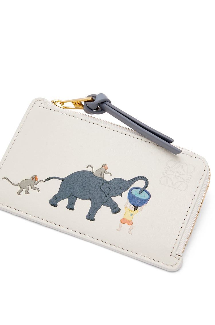 Elephant coin cardholder in satin calfskin