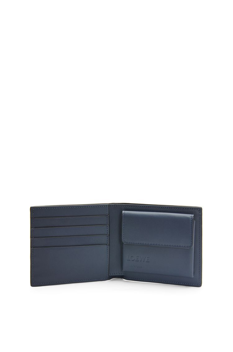 Bifold coin wallet in soft grained calfskin