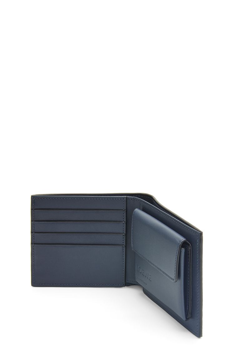 Bifold coin wallet in soft grained calfskin