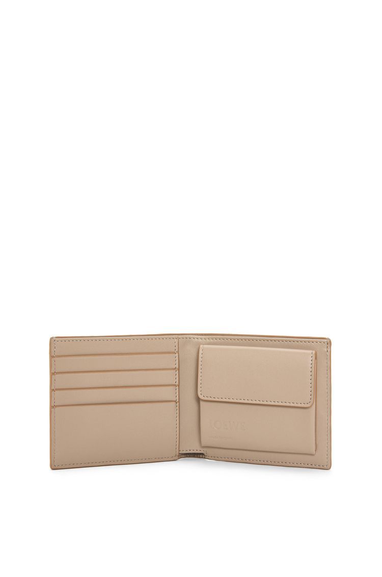 Bifold coin wallet in soft grained calfskin