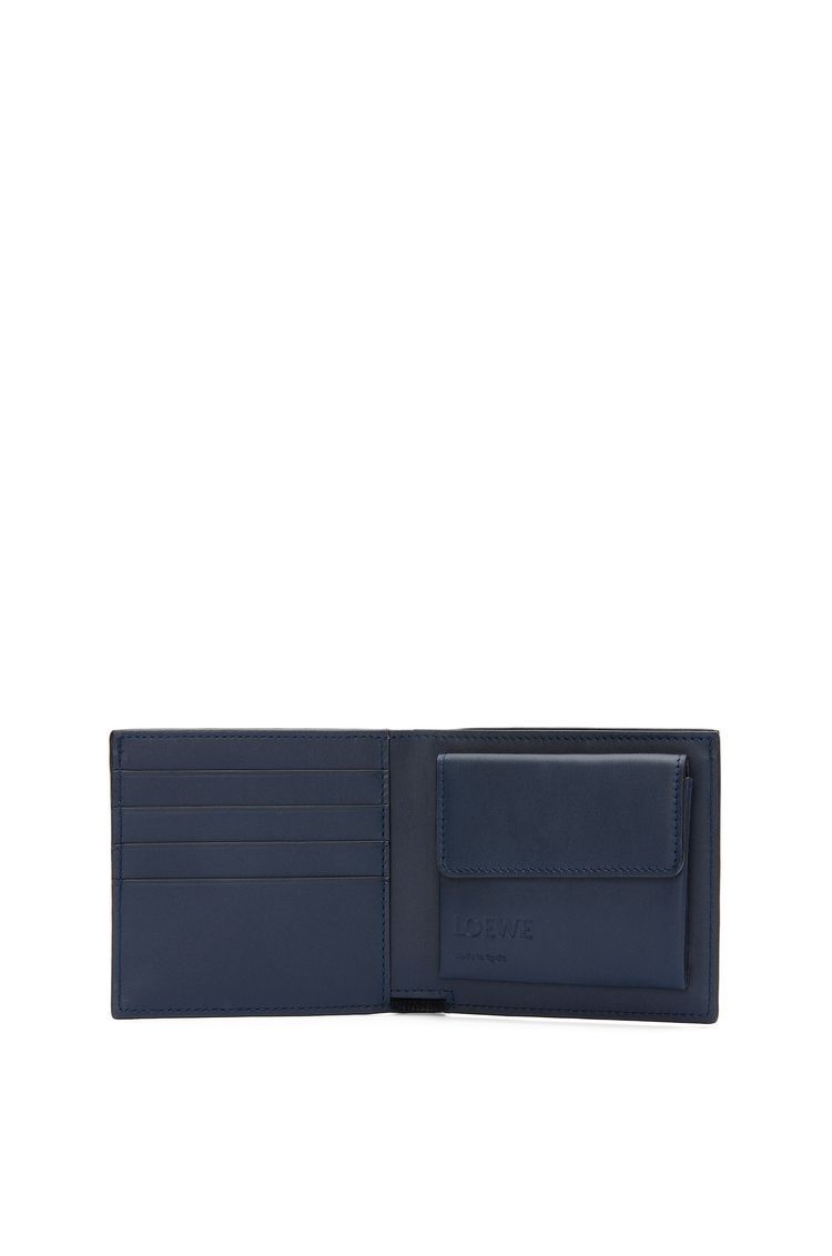 Bifold coin wallet in soft grained calfskin