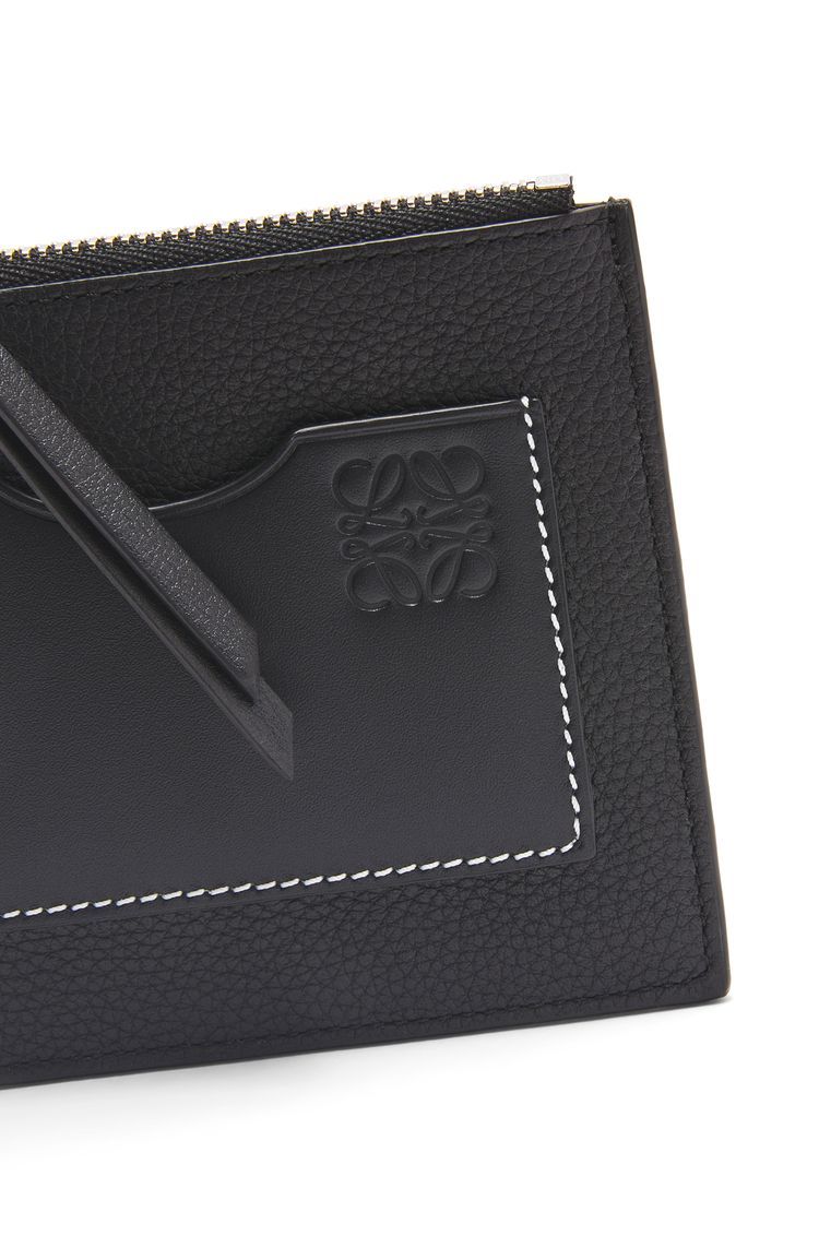 Large coin cardholder in soft grained calfskin