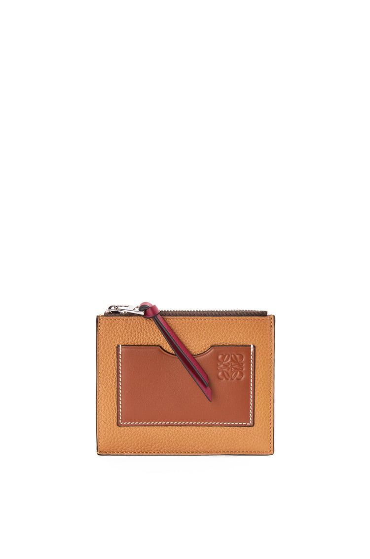 Large coin cardholder in soft grained calfskin