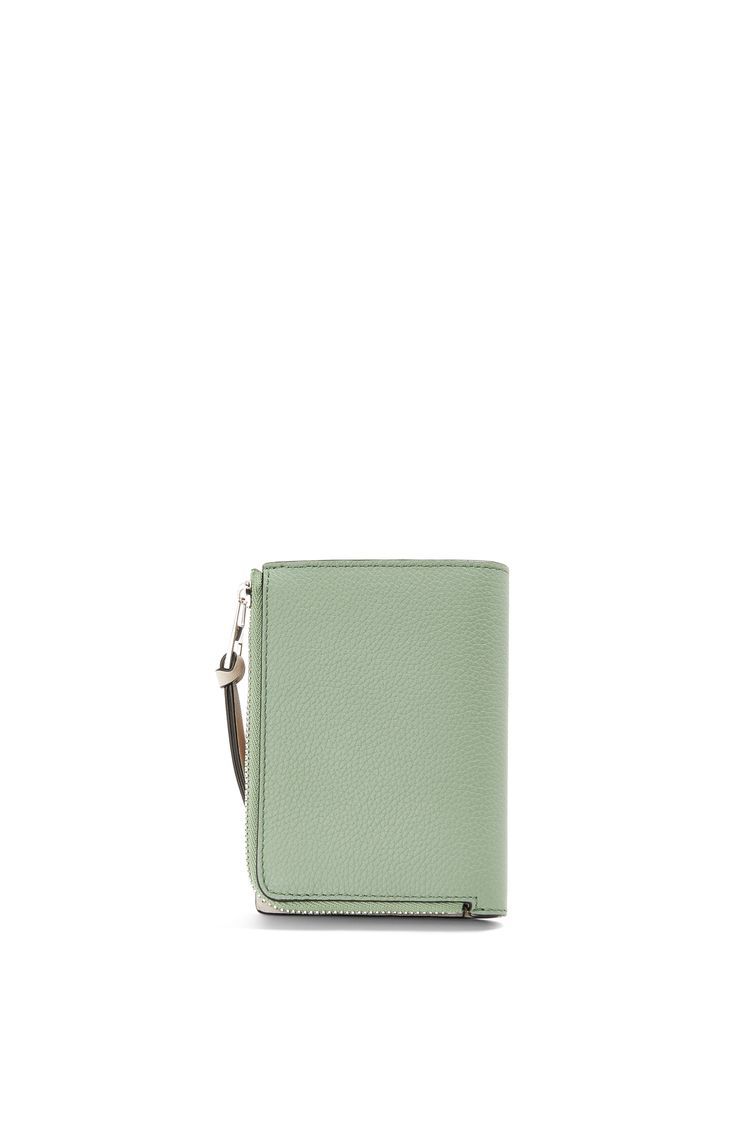 Slim compact wallet in soft grained calfskin