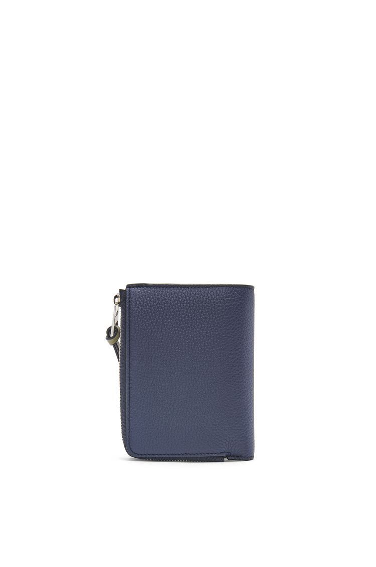 Slim compact wallet in soft grained calfskin