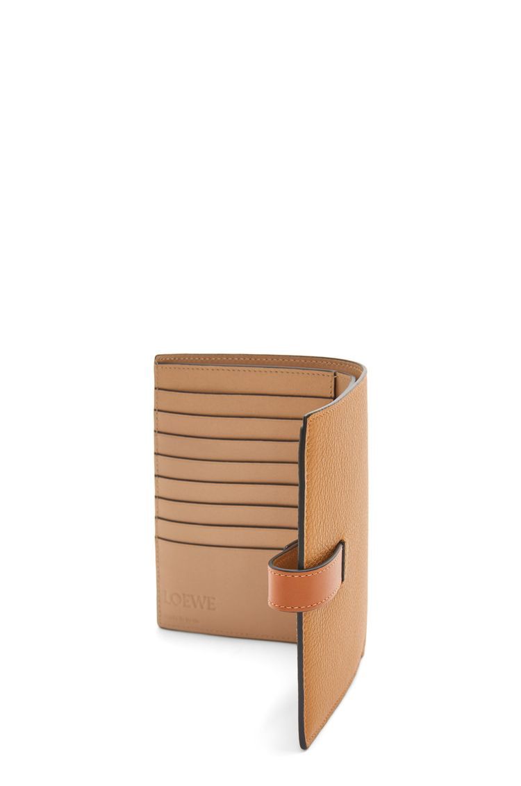 Medium vertical wallet in soft grained calfskin
