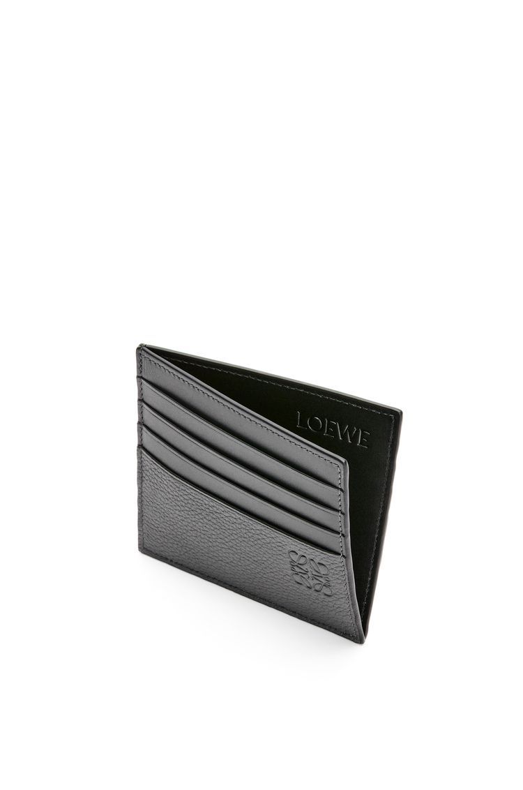 Open plain cardholder in soft grained calfskin
