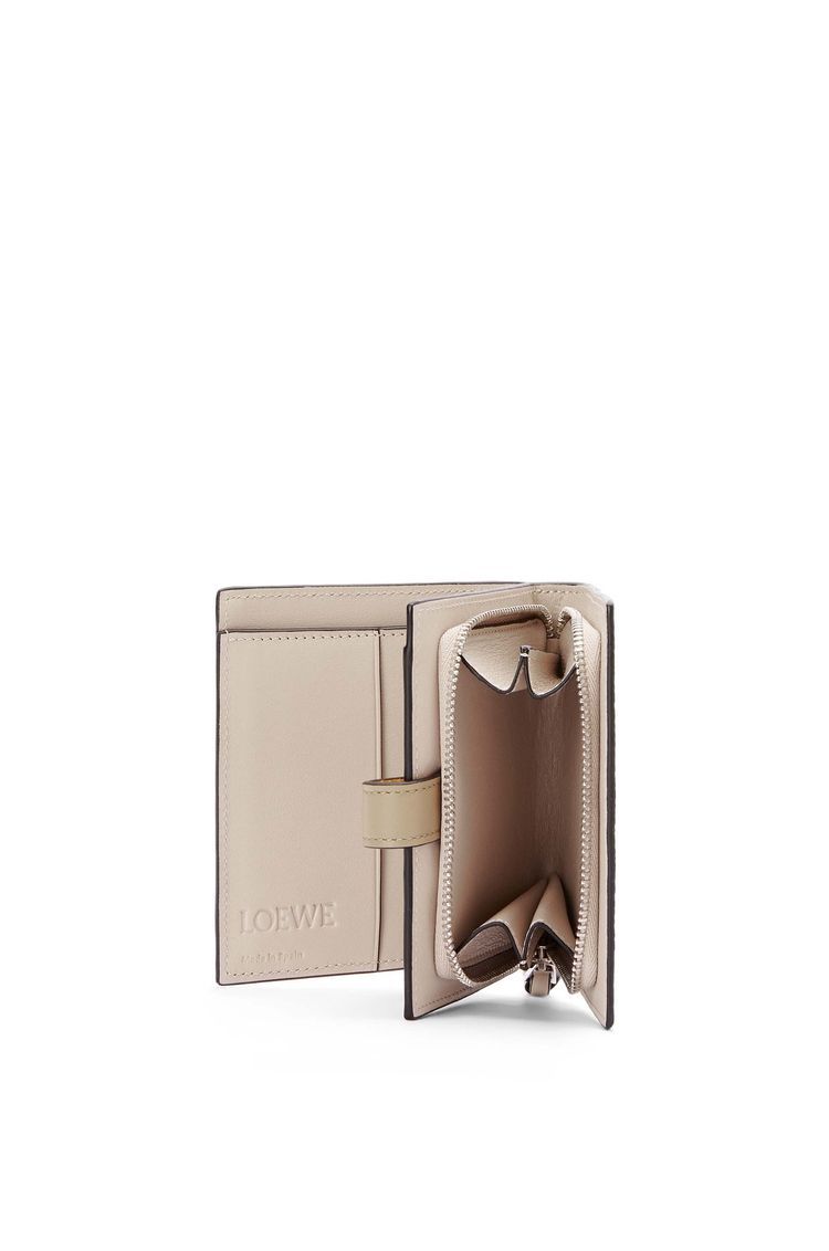 Compact zip wallet in soft grained calfskin