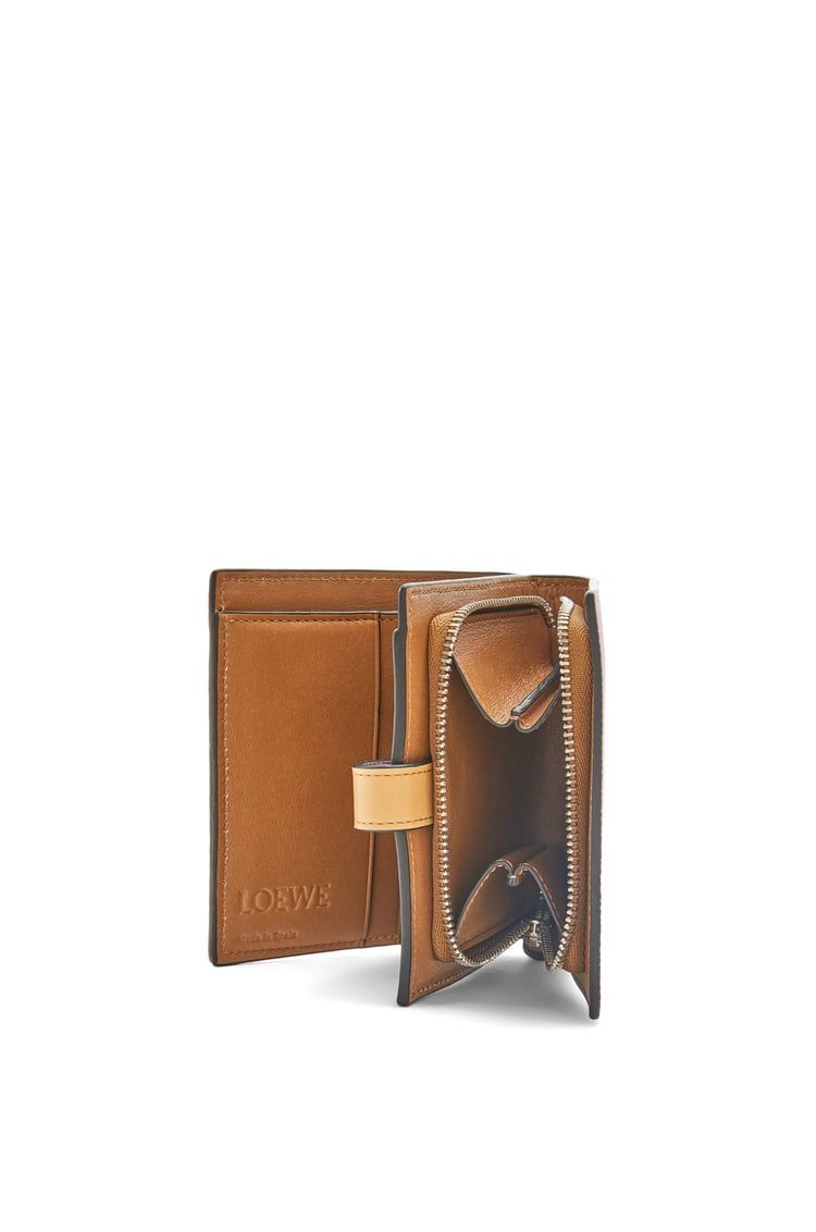 Compact zip wallet in soft grained calfskin