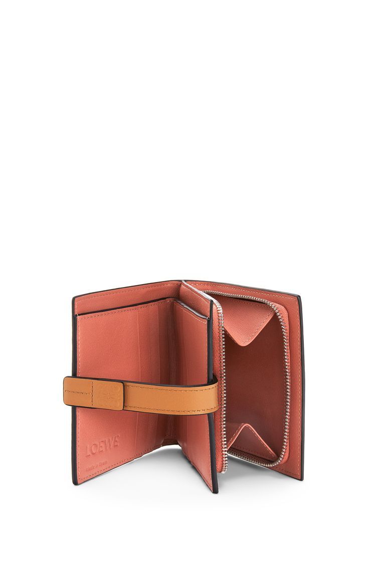 Compact zip wallet in soft grained calfskin